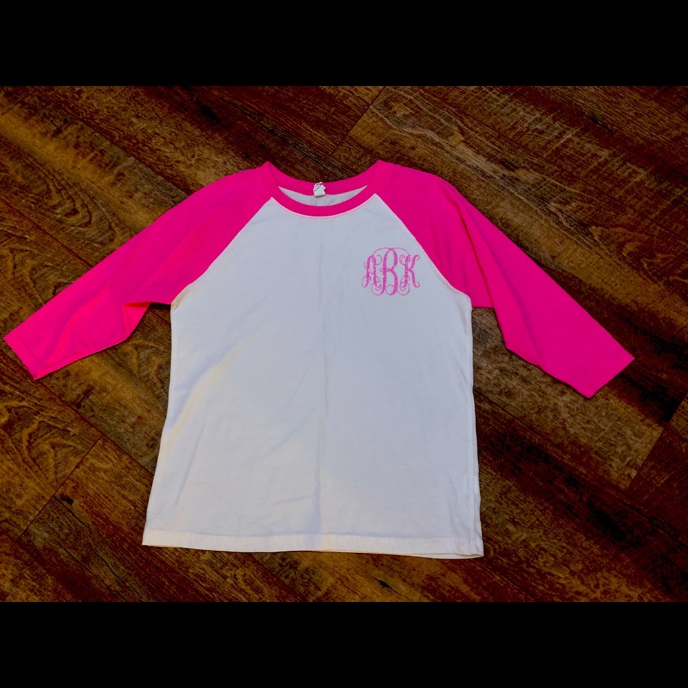 3/4 sleeve shirt with initials “aBk”